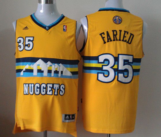 Men Denver Nuggets #35 Faried Yellow Adidas NBA Jerseys